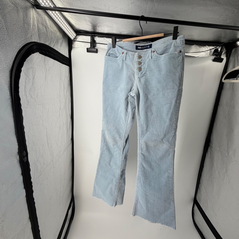Vintage Y2K Blue Asphalt Baby Blue Corduroy Low Rise Flare Pants Size 3